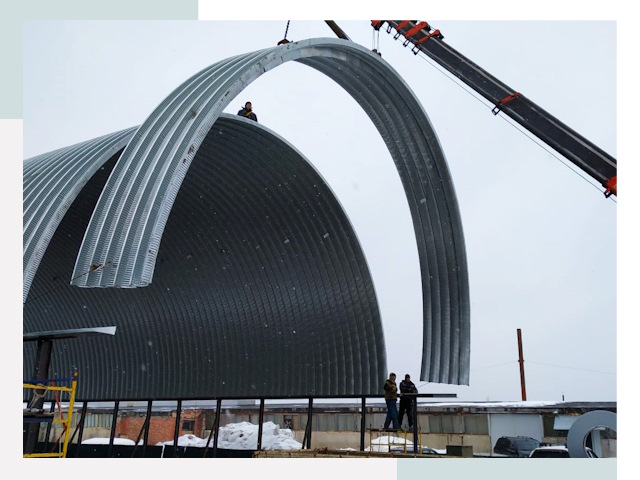 Полукруглые ангары в Кропоткине